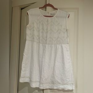 Madewell White and Cream Embroidered Dress S